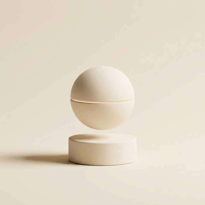 Glowing porcelain orb on a pedestal