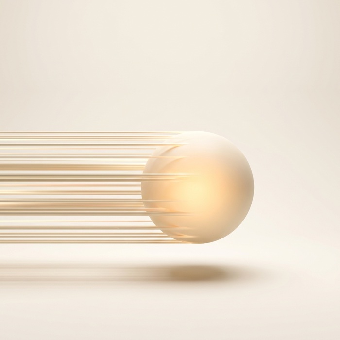 Porcelain sphere racing on light trails