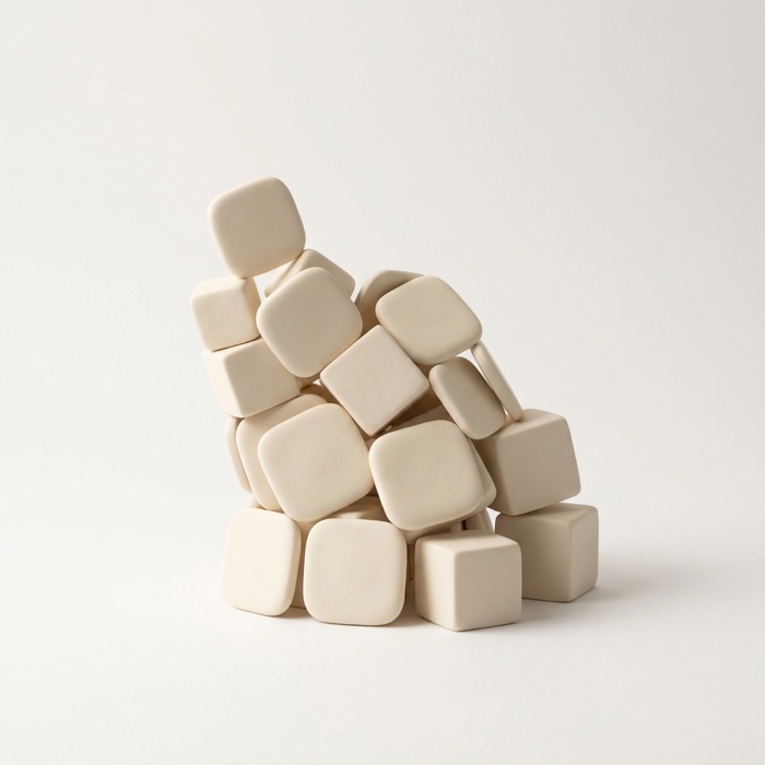 Chaotic pile of porcelain app tiles