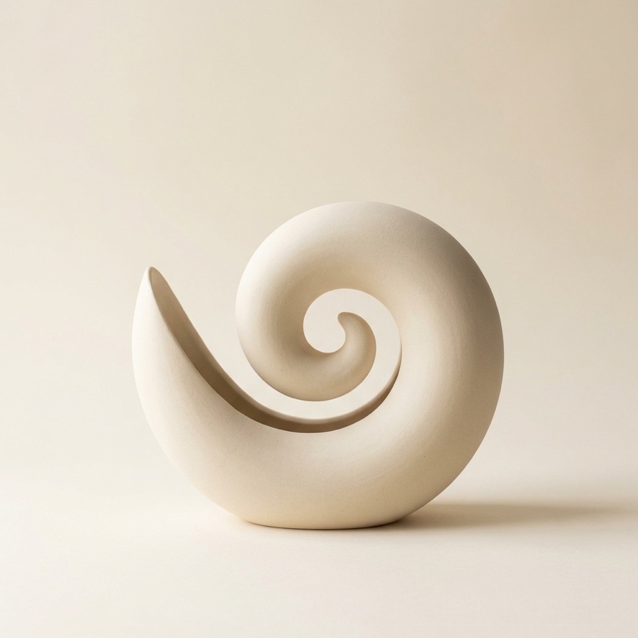 Porcelain spiral curled like a nautilus shell