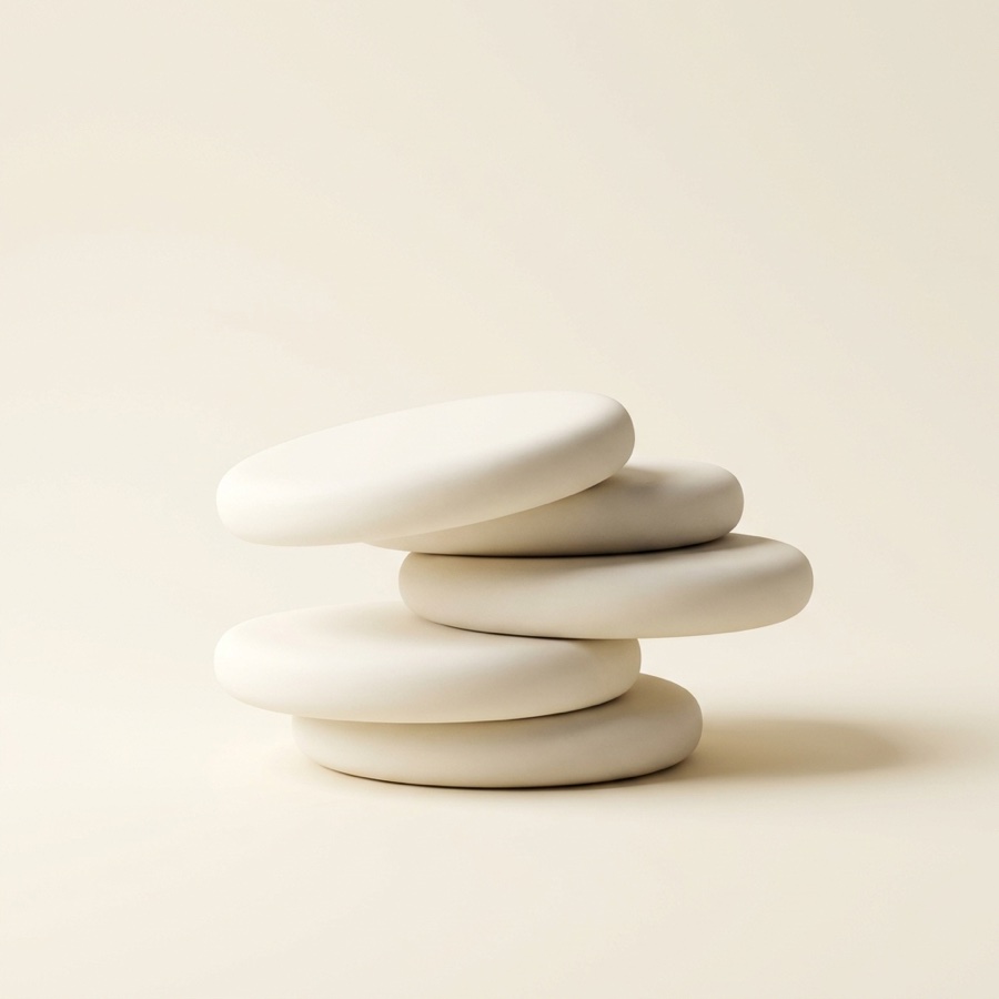 Porcelain discs stacked like coins