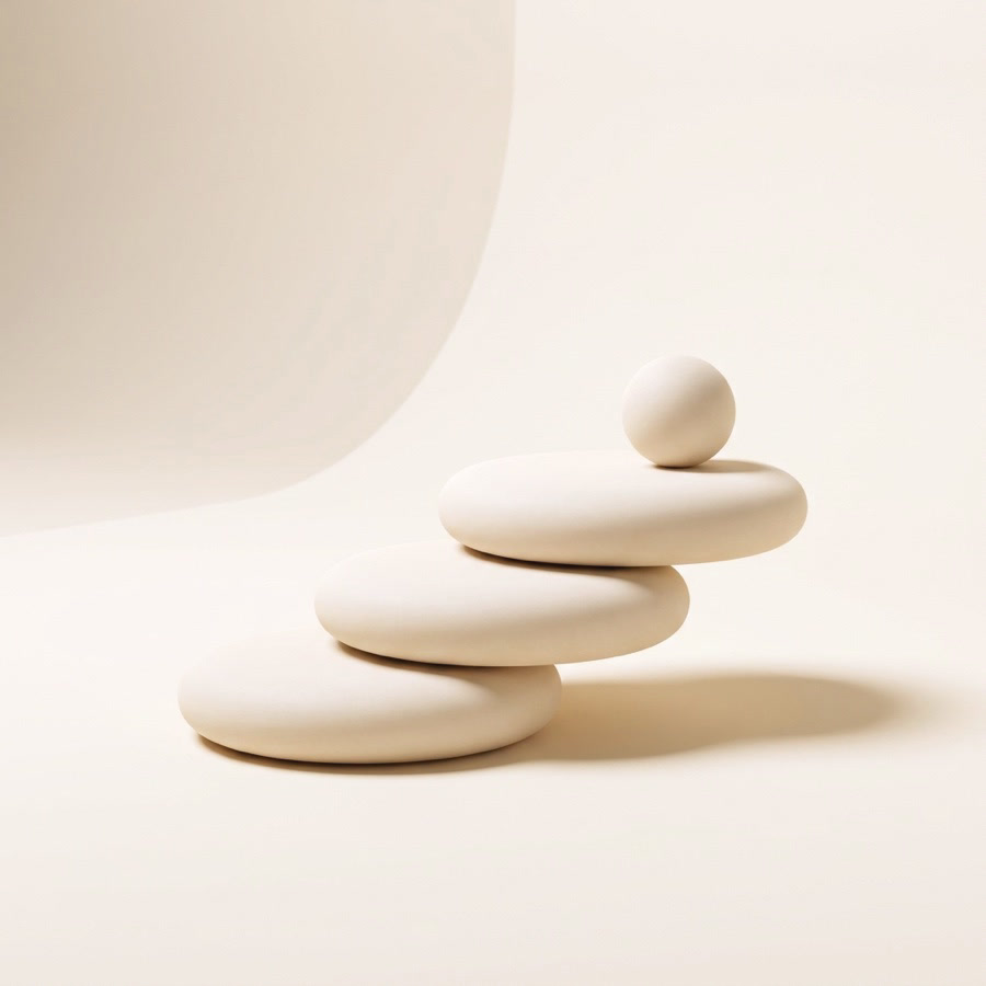 Porcelain stones stacked into ascending steps